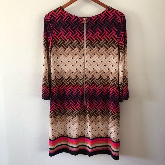 ELIZA J Shift Dress Womens 8 Regular Multicolor Basket Weave Print Knee Length - Picture 2 of 5